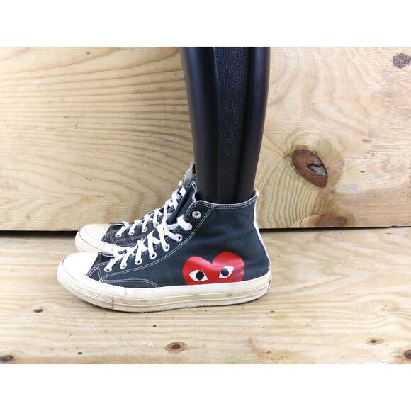 Comme De Garcons Play Converse Mens 11 Black High Tops Lace Up - Picture 1 of 16
